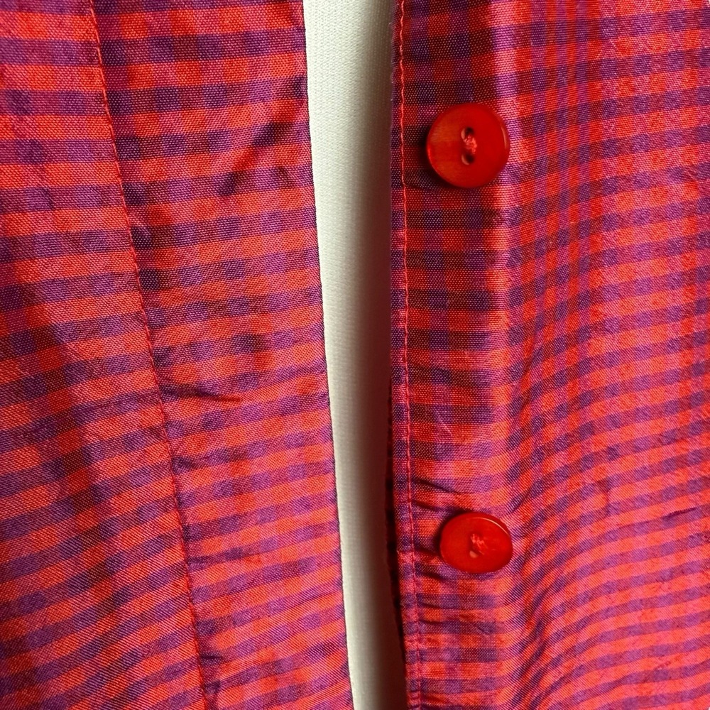 Vintage CLIO Silk Plaid Collared Sleeveless Blouse‎ Women's Size 10 Artsy Career - Picture 14 of 16